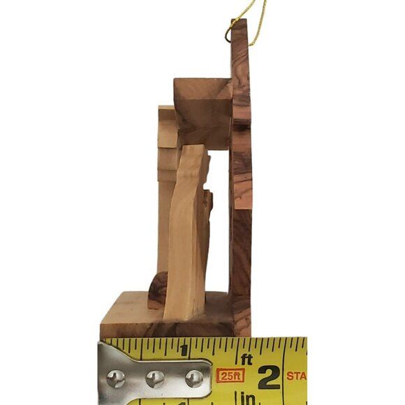 Olive Wood Nativity Ornament Hand Carved Manger Christmas Mary Joseph Baby Jesus - Picture 12 of 12